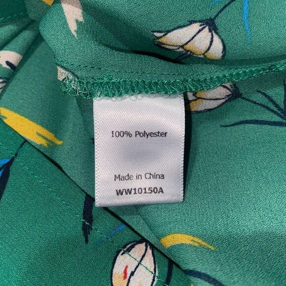41 Hawthorn Floral Trina Bell Green Blouse Small - Picture 7 of 8